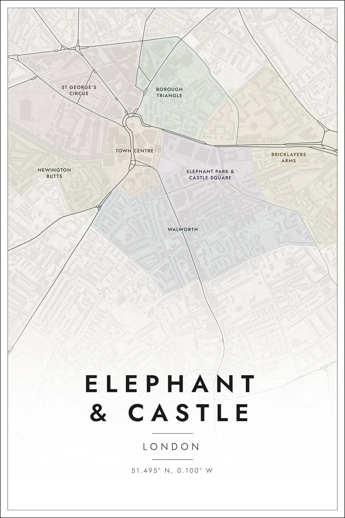 Map of Elephant & Castle neighbourhoods